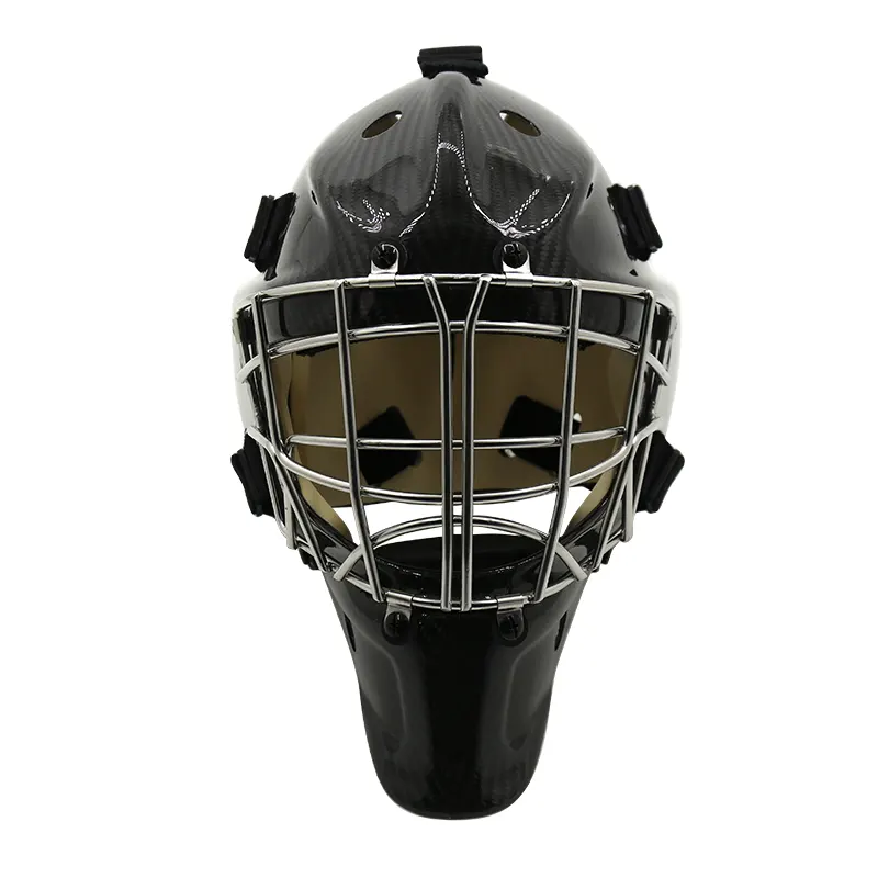 Casco de portero de hockey con barra recta