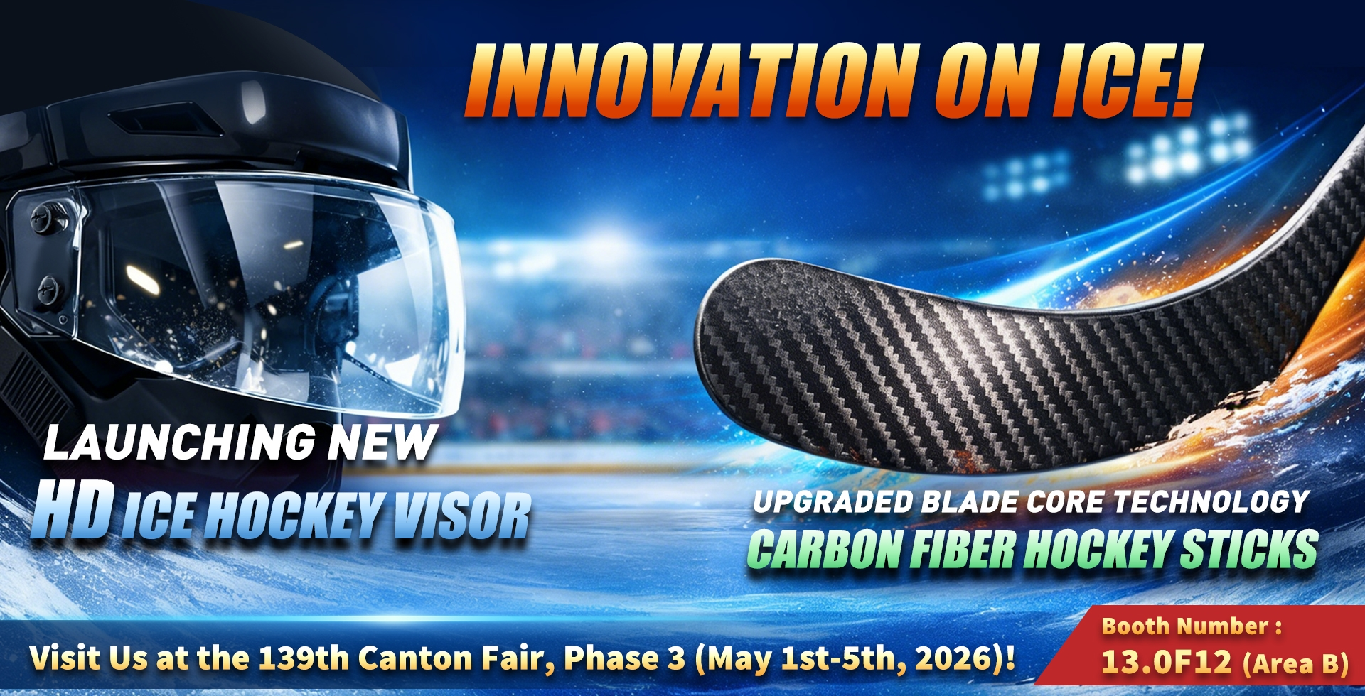 GYSPORTS/GYHOCKEY asistirá a la 139.ª Feria de Cantón de 2026: lanzará una nueva visera de hockey sobre hielo HD y palos de hockey de fibra de carbono mejorados