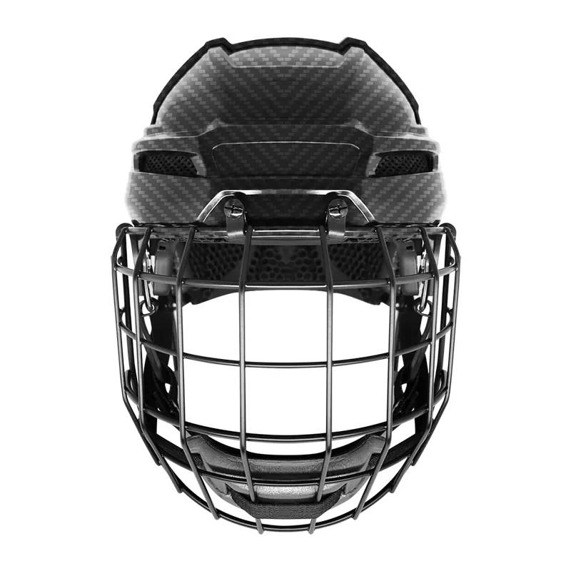 Casco de hockey sobre hielo con revestimiento impreso en 3D de fibra de carbono