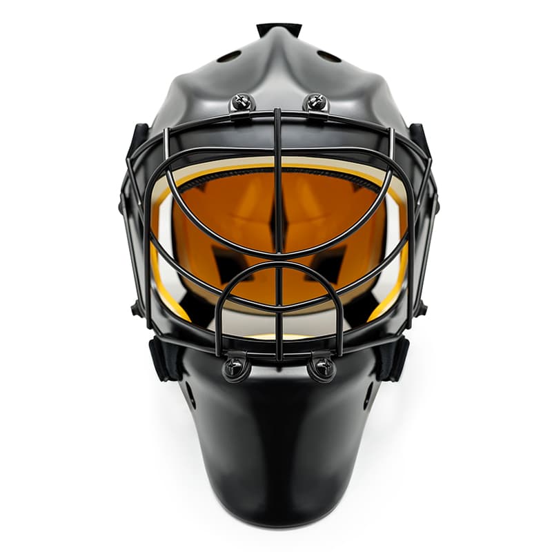 Casco de portero de hockey sobre césped con ojo de gato de acero inoxidable personalizado